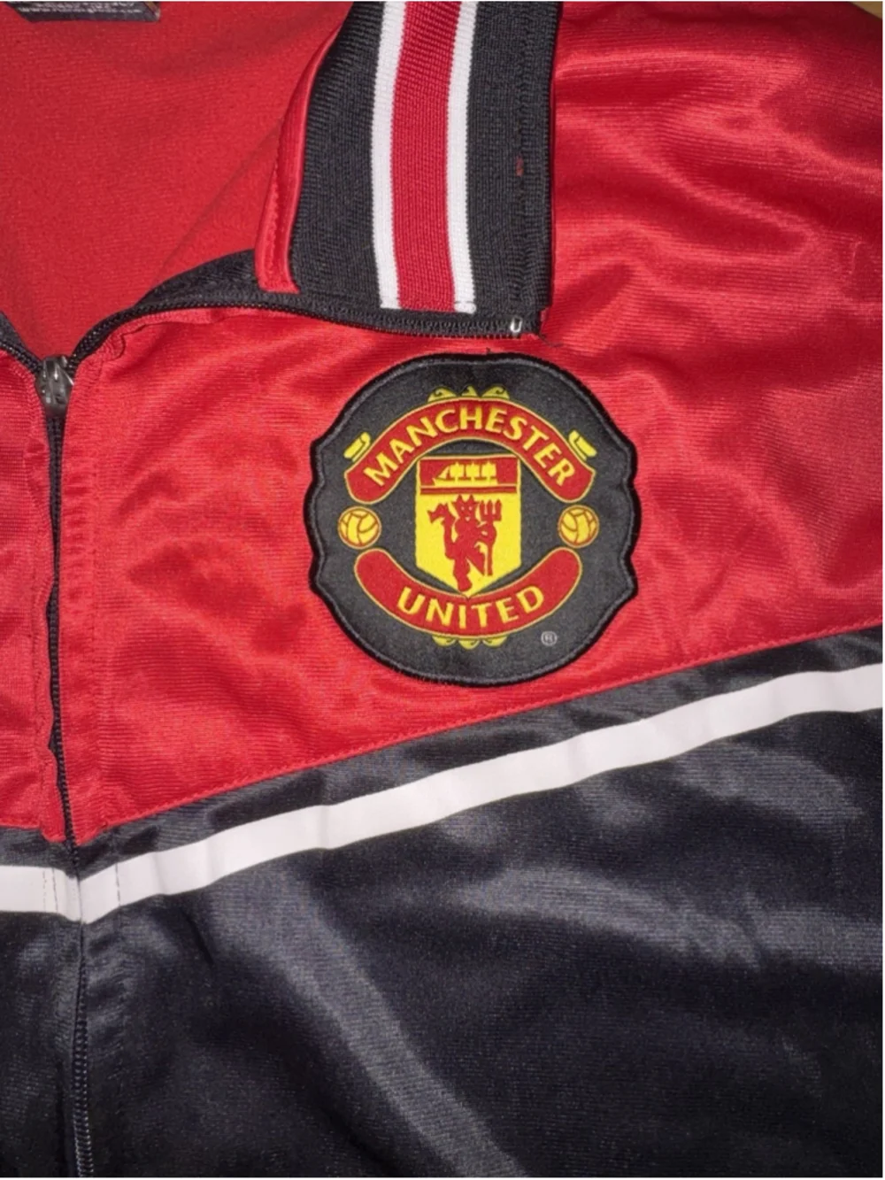 Manchester United Track Jacket Soccer Football Full Zip Red Streetwear Large